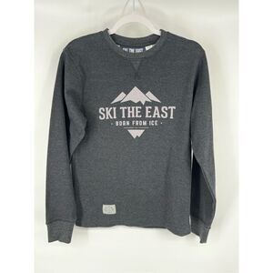 Ski The East Waffle Knit Long Sleeve Logo Shirt Charcoal Gray Men's Size Small